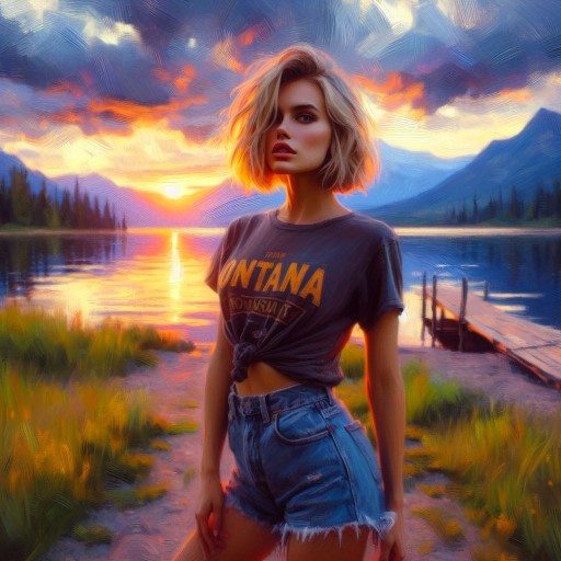 Montana Lake T-Shirt And Denim Art Collection